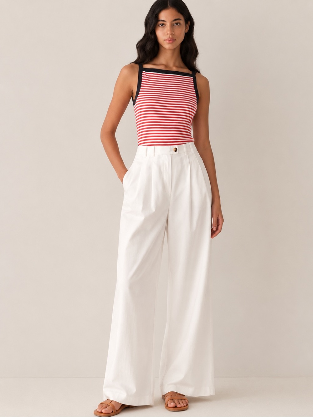 DÔEN Andrea Tank in Rouge Nantucket Stripe | L - Picture 3 of 12